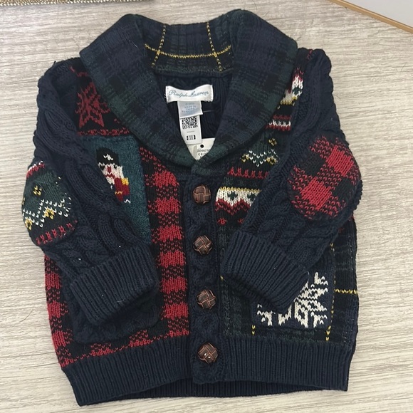 NWT Ralph Lauren Baby Boy's Patchwork Christmas Nutcracker Cardigan 3-6 Months - Picture 1 of 8